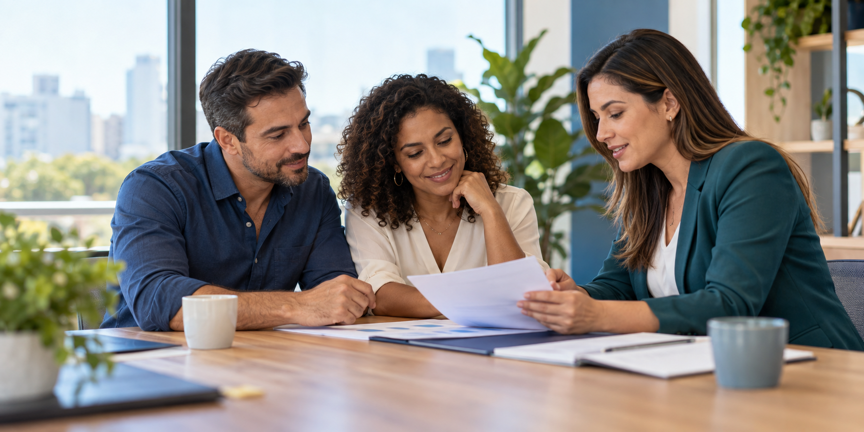 Equipe de uma empresa comparando propostas de plano de saúde